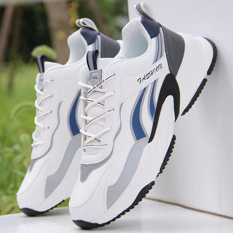 Mesh sports casual shoes leather casual large size dad shoes comfortable and breathable