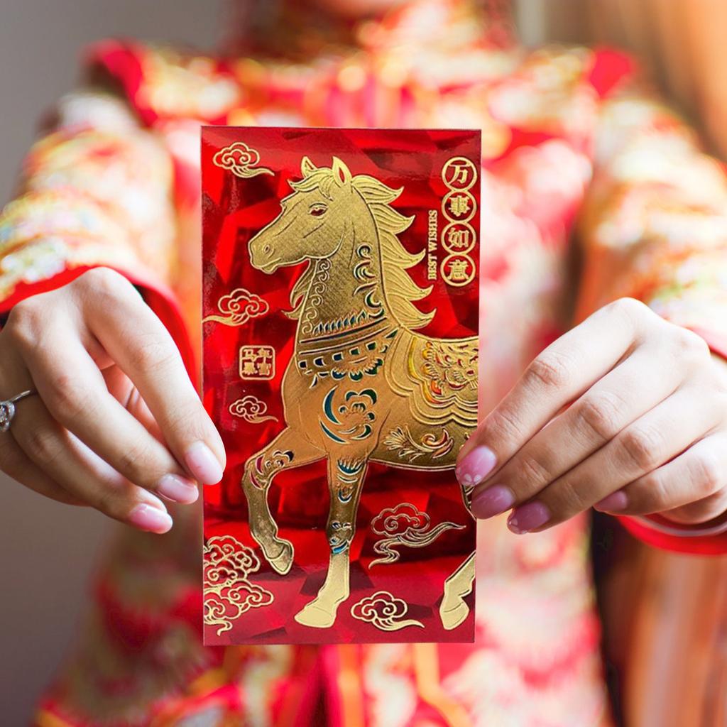 6 stycken Hästens År Rött Kuvert, Kinesiska Nyåret Rött Kuvert