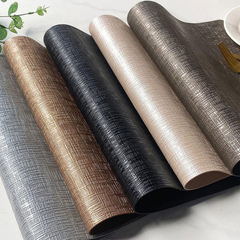1Pcs Washable Double Side Pu Leather Placemat Texture Waterproof Heat-Resistant Table Mats Home Hotel Dining Table Decoration