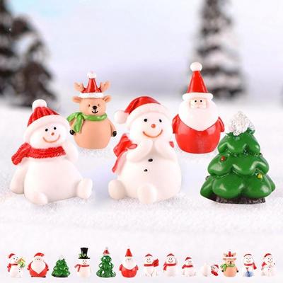 Gift Box Snowman Terrarium Dollhouse Fairy Garden Figures Micro Landscape Ornaments Figurines Christmas Miniature