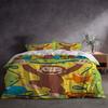 Festive Christmas Gift Curious George Quilt Cover Set, Twin Size 3-Piece, Duvet Cover, Lightweight Bedding for Holiday Gifting Birthday.