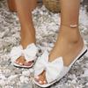 Fashion Elegant Big Bow Knot Low Heel Slippers Women Soft Sole Weightlight White Slides Woman Plus Size Non Slip Summer Sandal Mujer