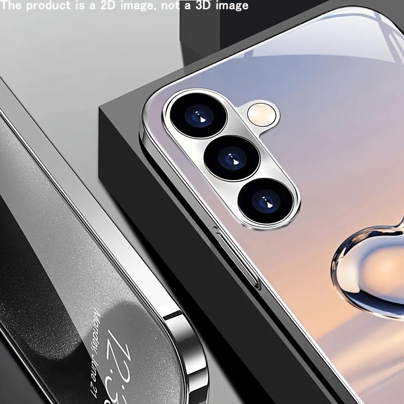 Crystal heart-shaped electroplated glass phone case suitable for Samsung Galaxy S26 S25 S24 S23 S22 S20 FE Ultra Plus shockproof