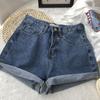 Classic and Minimalist Fashion Versatile Rolled Edge Female Summer Outside Wear Thin High Waist Casual Loose Wide Leg Denim Shorts Individuality