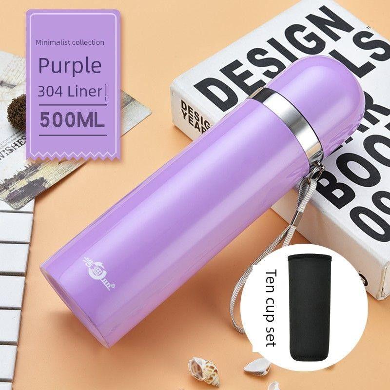 Factory Direct Sale of All Stainless Steel Thermos Cups, 304 Stainless Steel Large Capacity Thermos Cup, Outdoor Portable Travel Bullet-Style Thermos