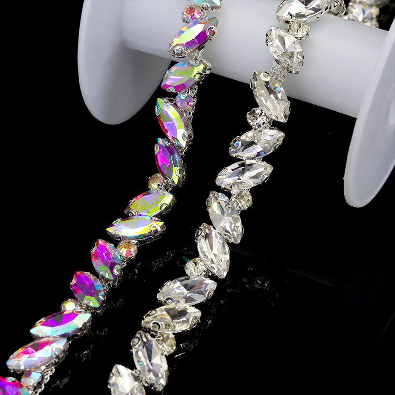 10Yards Rhinestone Chain Trim Crystal Diamond Clothing Bag Hat Accessories DIY Craft Wedding Gift Decoration Rhinestone Ribbon
