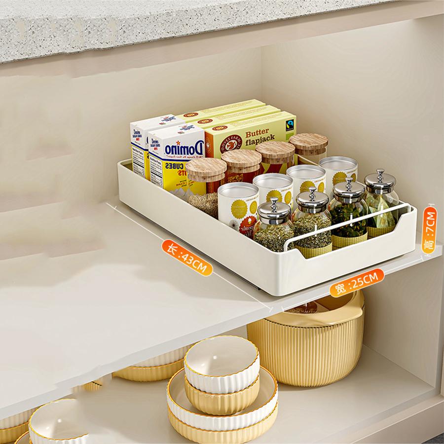 New Kitchen Storage Rack with Slide Rails Pull-out Kitchen Drawer Type Storage Tray Spice Box Storage Shelf Cabinets Organizer