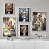 Funny Bathroom Poster Dog Reading Newspaper On Toilet Prints Pet Owner Gift Canvas Painting Wall Art Picture Home Bathroom Decor