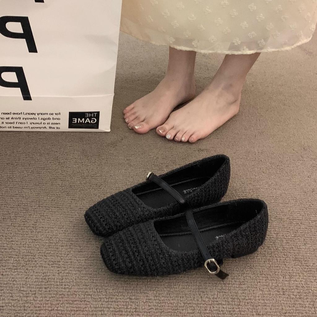 Late Evening Wind Niche Woven Brown Single Shoes Fairy Shoes 2025 New Summer Mary Jane with Skirt Birkenstocks