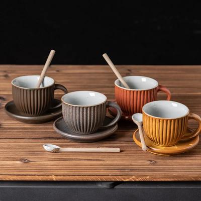 Kubek do Kawy Filiżanki Vintage Naczynia do Napojów Kubek Ceramiczny do Kawy Zestaw do Herbaty Kawiarnie Filiżanka i Spodek Espresso Śniadanie Kuchnia Jadalnia Bar Dom