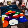 Colorful Billiard Balls and Cues Design Rug Non-slip Rug Suitable for Living Room and Bedroom Sofas