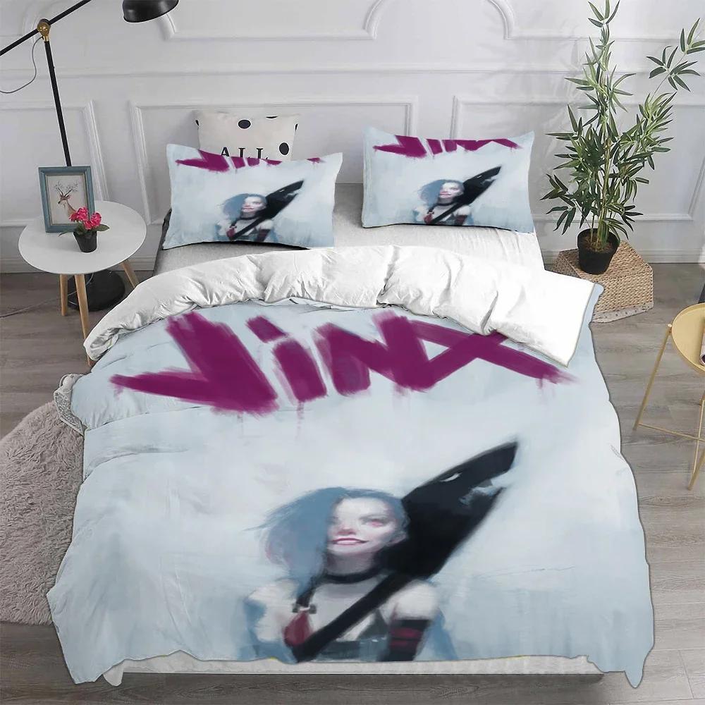 3D Printed Jinx Arcane Comfortable Duvet Quilt Cover Pillowcase Bedding Set Children Bedroom Decoration Home Textile