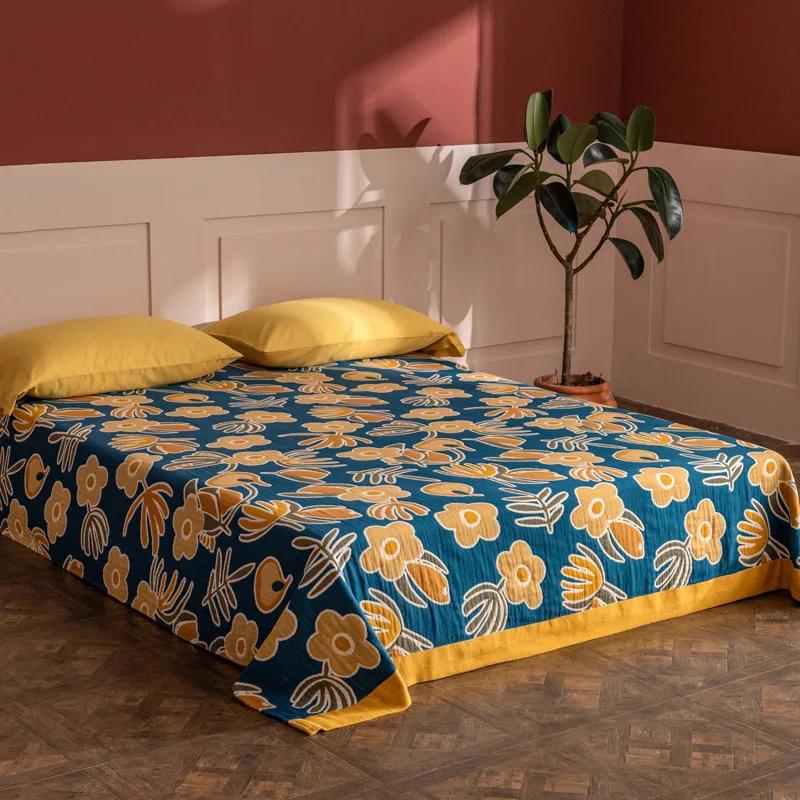 Japanese Cotton Blanket and Throws Livingroom Decor Sofa Towel Four Seasons Flowers Nap Blanket Double Bedroom Soft Bedspread