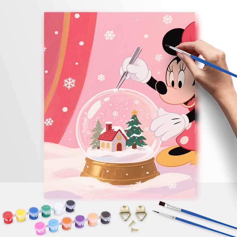 Disney Digital Oil Painting Christmas Snow Globe Hand Painting Home Decoration Painting