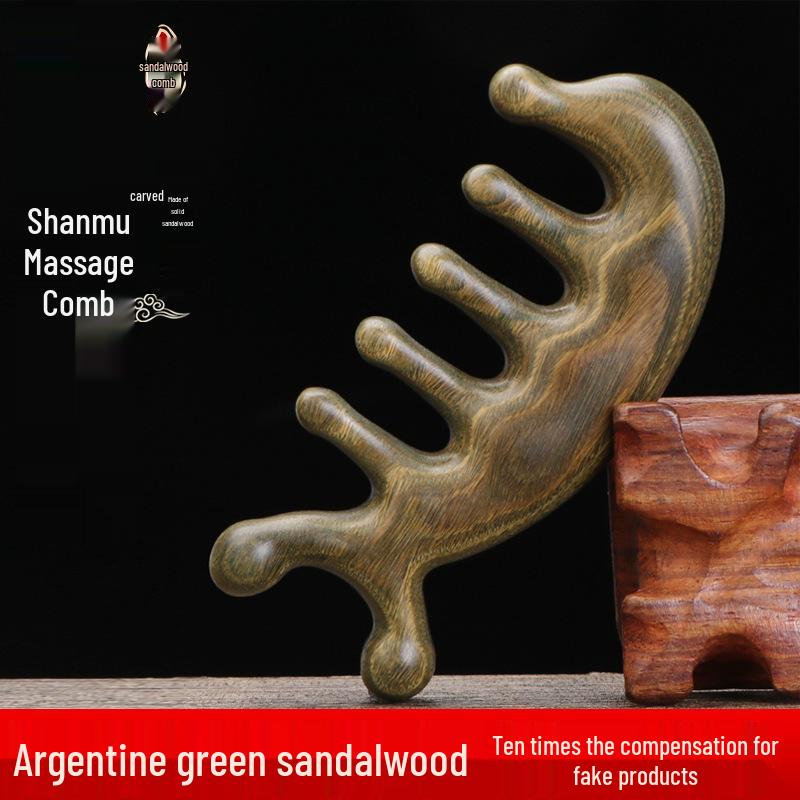 

Natural Green Sandalwood Dolphin Massage Comb – Multifunctional Head Meridian Comb in Gift Box