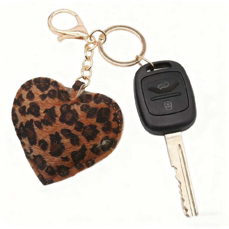 Portachiavi a forma di cuore con stampa leopardata decorativa, ciondolo da appendere alla borsa in pelle PU per progetti fai-da-te, personalizzazione della casa