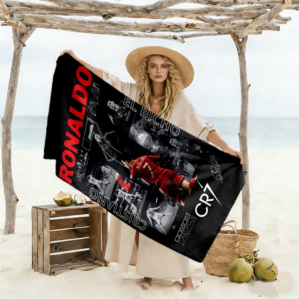 Ronaldo's Iconic Journey Beach Towel High Absorbency & Quick-Dry Comfortable Lightweight