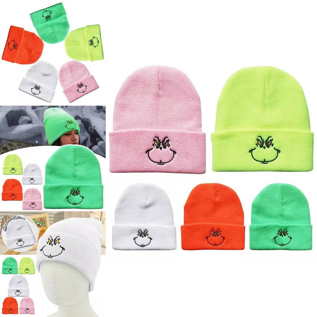 Stylish Cartoon Expression Embroidered Pullover Hat For Cold Weather Protection