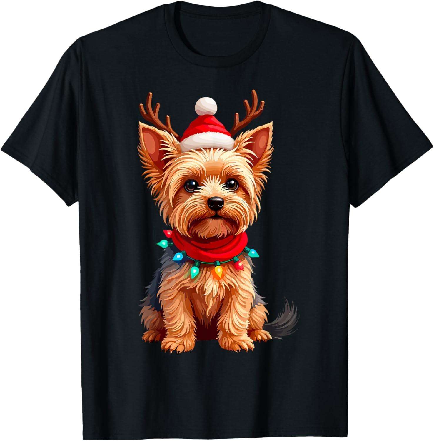 Yorkshire Terrier Santa Reindeer Christmas Yorkie Dog Lover T-Shirt S разноцветный