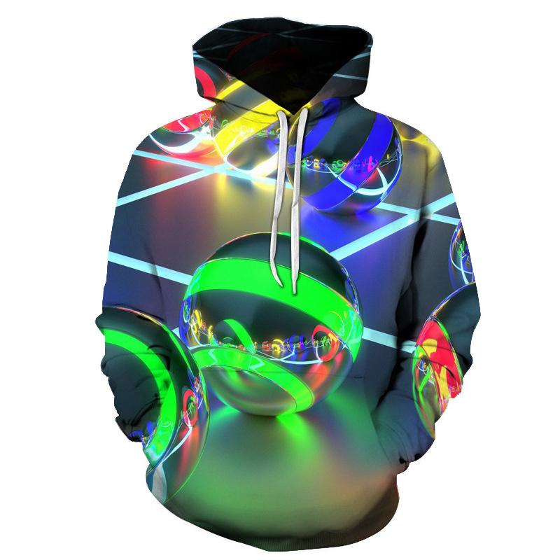3D Printed Geometric Love Heart Hoodie For Men Colorful Pattern Long Sleeves Spring Autumn Sweatshirts Pullover Street Hoodies