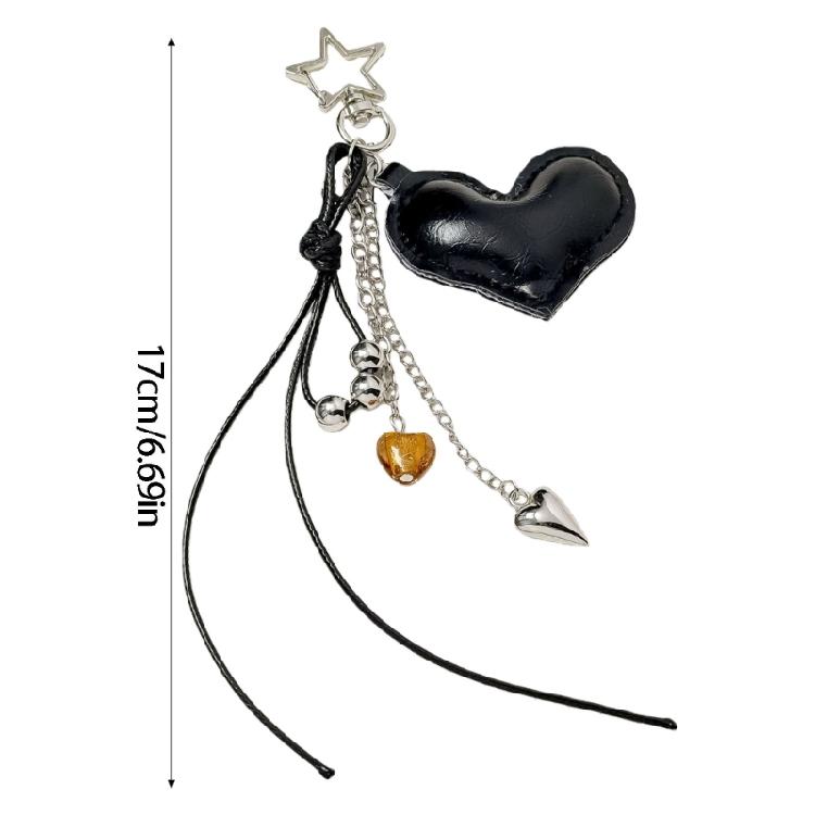 Unique Heart Shaped Keychain Accessory Featuring Leather Tassels And Vintage Braided Strap Stylish Purse Decoration