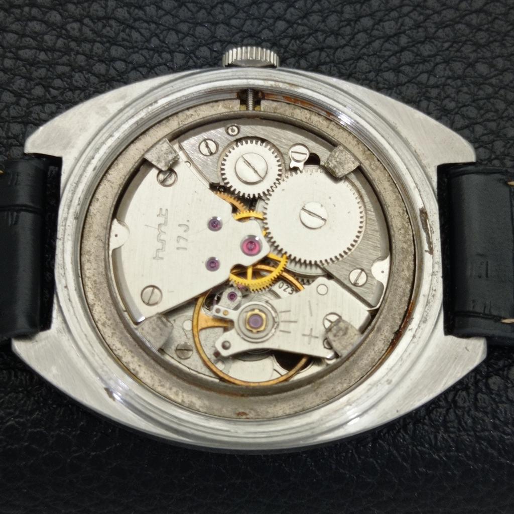 HMT HAND-WINDING VINTAGE INDIAN MENS BLACK COLOR DIAL WATCH a702803-1 R211-a702803