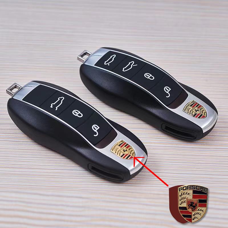 Car Remote Key Sticker Aluminum Emblem Decoration Decal For Porsche Panamera Taycan 911 718 Macan Cayenne Boxster Cayman 918