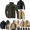 Men's Autumn Winter Thicken Military Jacket With Warm Lined Interior And Stand Collar