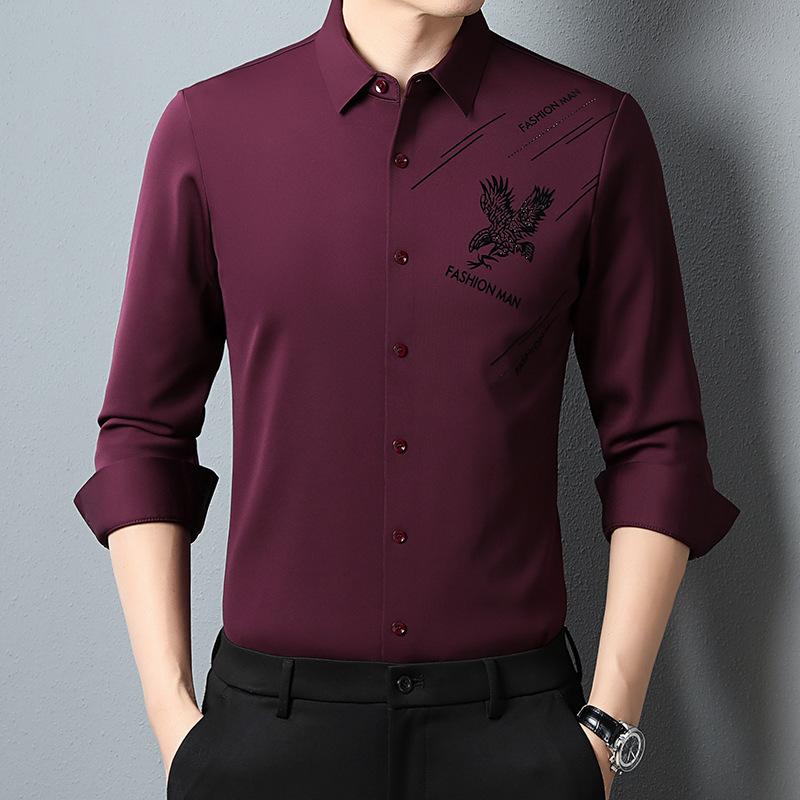 Весенне-осенняя модная мужская рубашка с длинным рукавом и принтом — фото 3