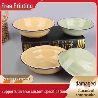 Retro Enamel Soup and Noodle Bowl: Nostalgic Thickened Design for Household Use