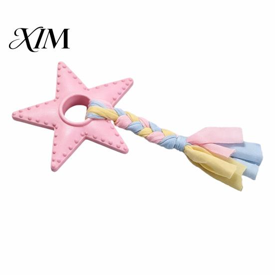 Bite Resistant Dog Toy Star Shaped Chew Toy, Pet Boredom with Braided Cloth Strip, Aggressive Chewer Teeth Cleaning Teething