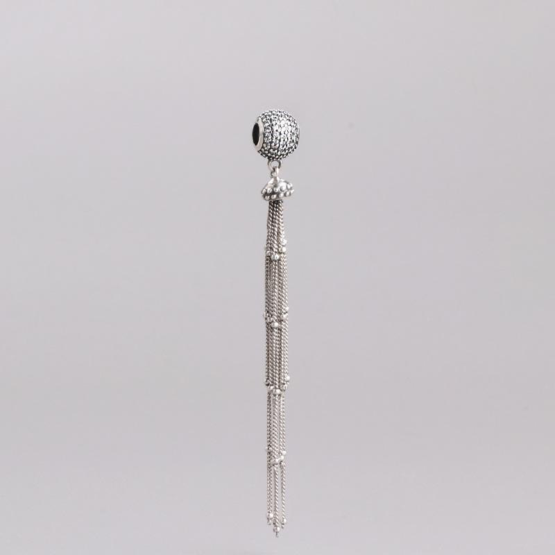 Pan Jia S925 Sterling Silver Tassel Beaded Pendant - European & American Elegant Style Gift L556