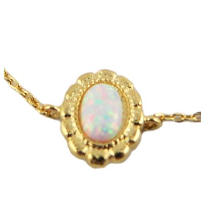 [R1502] - Handcrafted Bracelet 'Sissi' White Opal Gold - 10x7 Mm