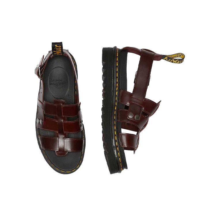 Dr. Martens Terry Leather Buckle Platform Roman Sandals Unisex Sandals Red Brown 23521211