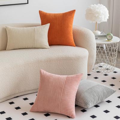 Kissenbezug mit Cord-Spleißung Modern Schlicht Ins-Stil Wohnzimmer Sofa Kissen Einfarbig Lendenkissenbezug