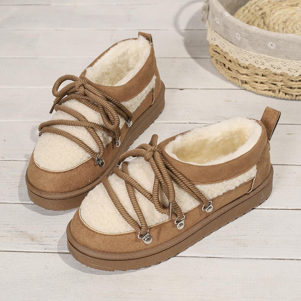 Thick-soled cross-strap 2025 autumn and winter new fashionable velvet thickened thermal short tube one-pedal elastic snow boots