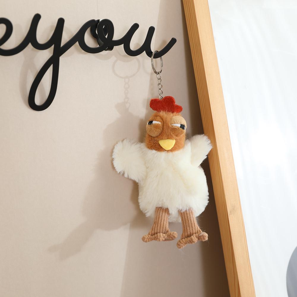 13Cm Grappige Knijpbare Laag Kuiken Pluche Kip Hanger Gevuld Cartoon Dier Sleutelhanger Sleutelketting Decoratie Voor Tas Cadeau gray