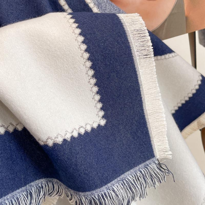 Autumn and Winter Imitation Cashmere Splicing Scarf Harajuku Long Dual-purpose Air Conditioner Shawl Warm Scarf