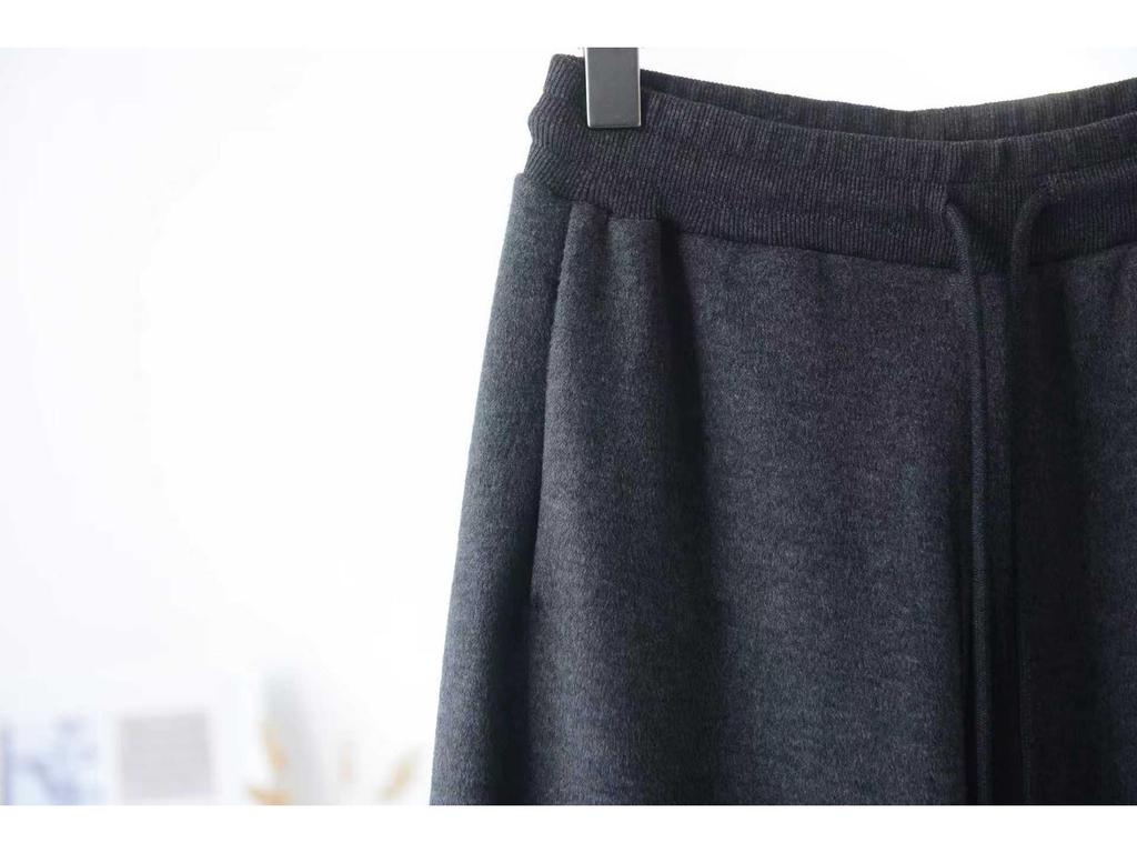 2025 Women's Double-Sided Wool Pants: Thick, Loose, Elastic Waist, Drawstring, Straight-Leg, Floor-Length.