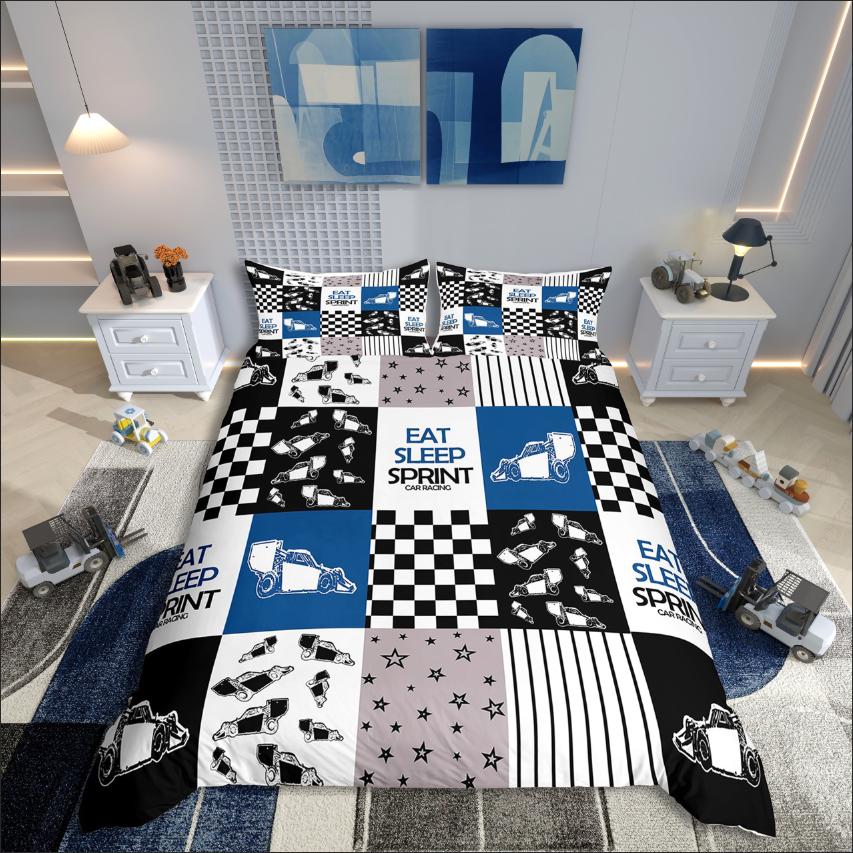 Comforter Homewish Cartoon Truck Car Theme For Kids Bedding Setgeometric Plaid Decor