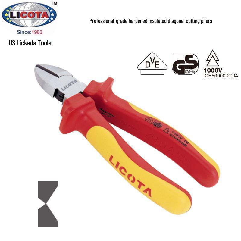 LICOTA VDE Insulated Angled Cutting Pliers APT-3700/B - USA Edition 6 inch