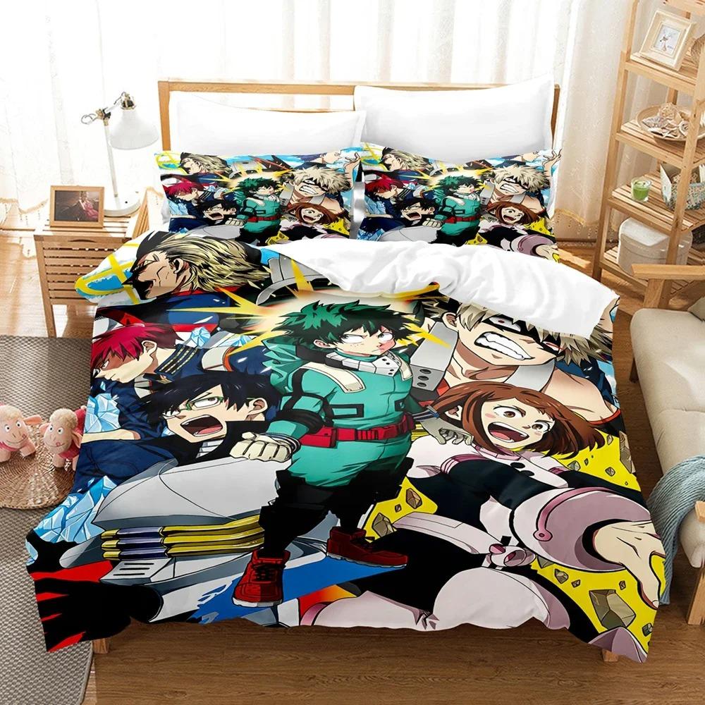 Neues My hero academia Bettwäsche-Set Einzelbett Twin Full Queen King Size Kawaii Bett-Set Erwachsener Kind Schlafzimmer Bettbezug-Sets 3D Anime