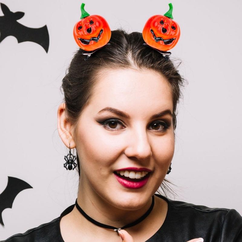 1Pair Pumpkin Hair Clips Halloween Hair Accessories Smiling Pumpkin Hair Barrettes Gothic Alligators Barrettes Gift