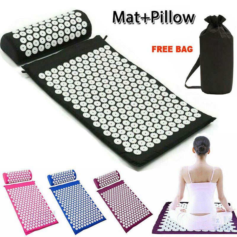 Base Yoga Acupressure Massage Mat  Pillow Spiky Pain Stress Soreness Body Relax