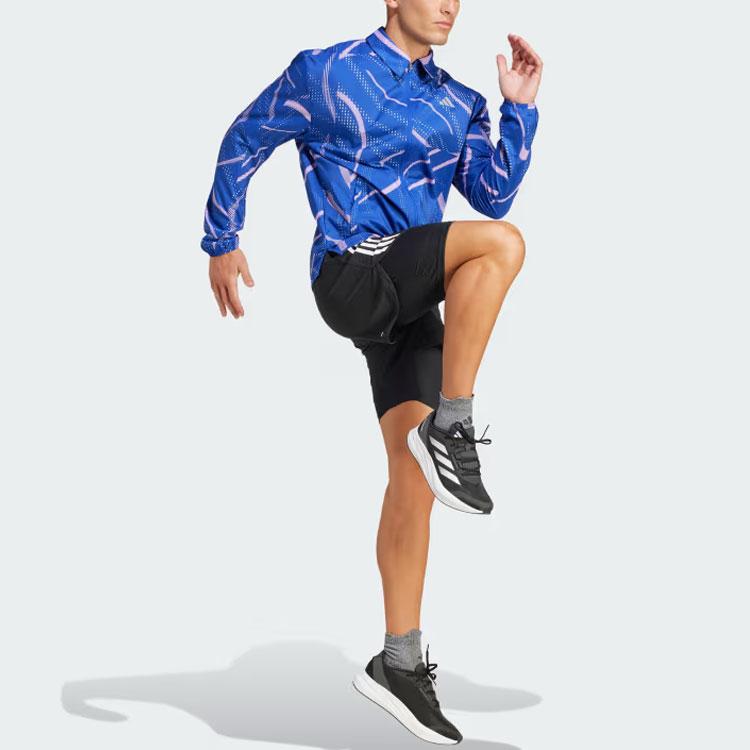 Adidas Break The Norm Patterned Running Long Sleeve Jacket Men Jacket Blue IQ3805