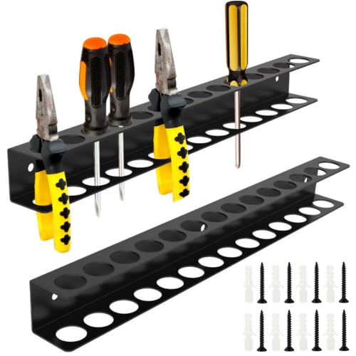 Samcos Tool Storage Screwdriver Holder, Tool Holder, and Pliers Holder Set of 2, Wall-Mounted, Hex Key Storage, Multifunctional, Heavy-Duty Tool Stora