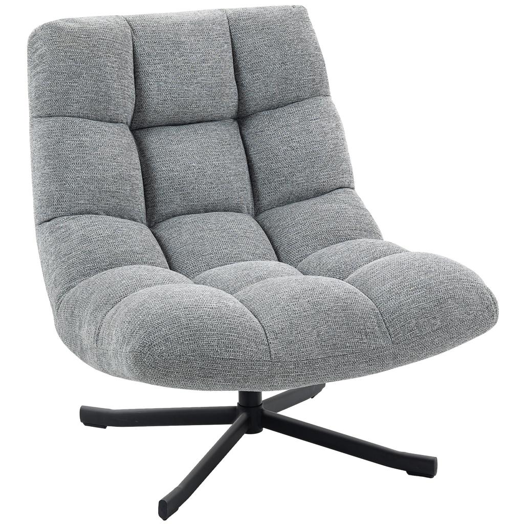 Armchair Swivel Lounge Chair with Wide Seat, Water-Repellent Chenille Look, Crossed Steel Legs, Gray
