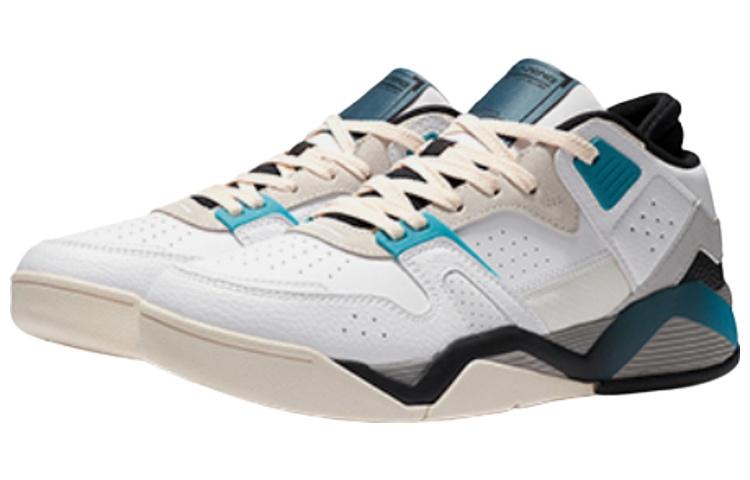 Li Ning Slip Resistant Abrasion Resistant Low top Vintage Basketball Shoes White Blue AGBS031-3