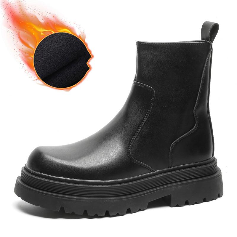 men fashion chelsea boots black trendy original leather shoes cowboy platform boot party nightclub designer chunky botas hombre