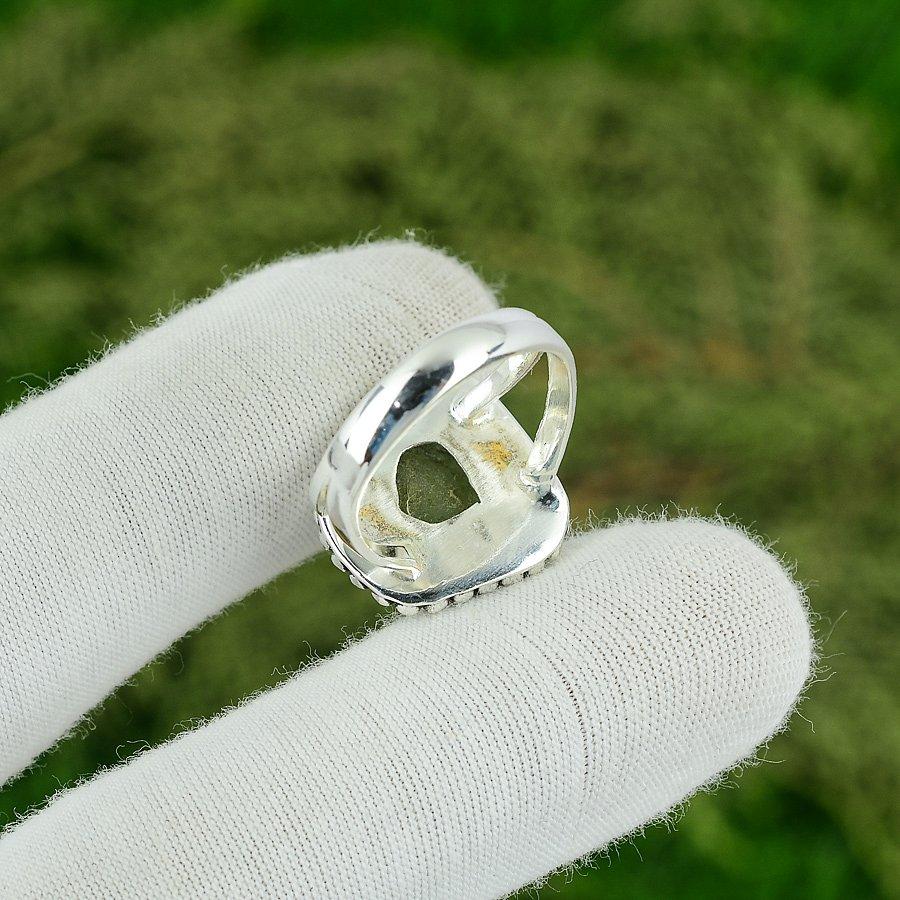 Mothers day Sale Prehnite Gemstone 925 Silver Wife New Stackable Ring Size 8.5